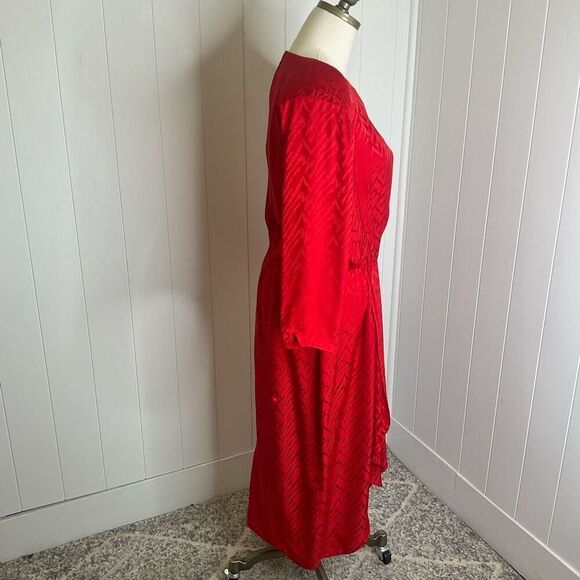 Vintage Lauren Alexandria Women's 10 Red 100% Silk Eveningwear Maxi Dress Gown - Picture 4 of 13